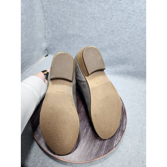 Gray Womens Suede Ankle Boots With Wooden Block Heel & Side Zipper - Picture 7 of 13